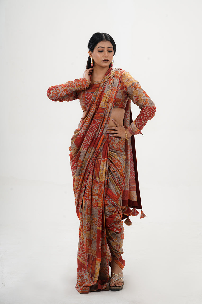 Pure Muslin Digital Printed Dhoti Style Saree Laado By Neha