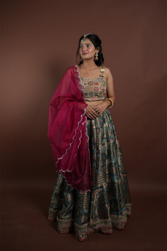 Designer Grey Pure Viscose Dola Silk Lehenga