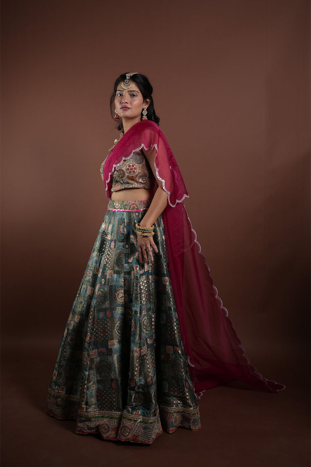 Designer Grey Pure Viscose Dola Silk Lehenga