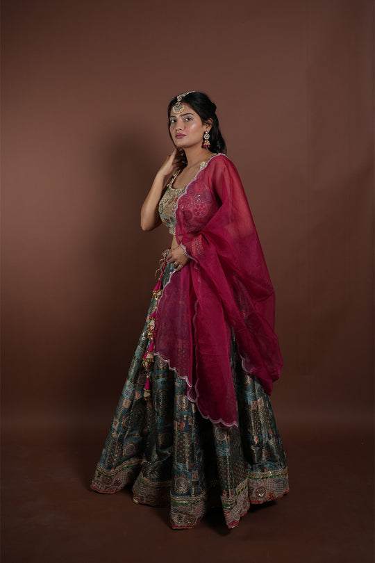 Designer Grey Pure Viscose Dola Silk Lehenga