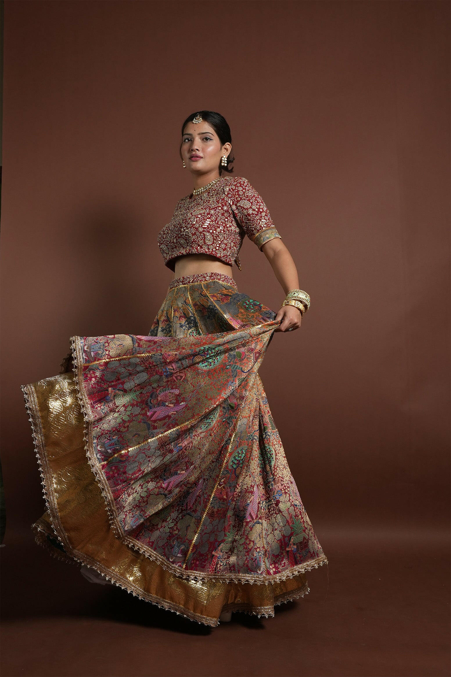 Pink Butter Silk Heavy Real Mirror Work With Digital Print Wedding Lehenga  Choli at Rs 1099 | Wedding Lehenga in Surat | ID: 25296925212