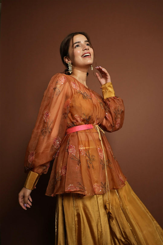 Gold Organza and Uppada Silk Sharara