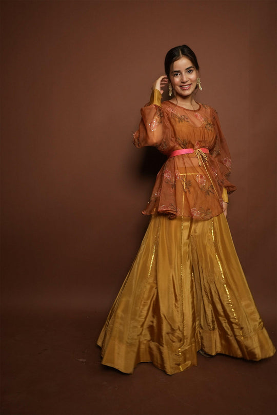 Gold Organza and Uppada Silk Sharara