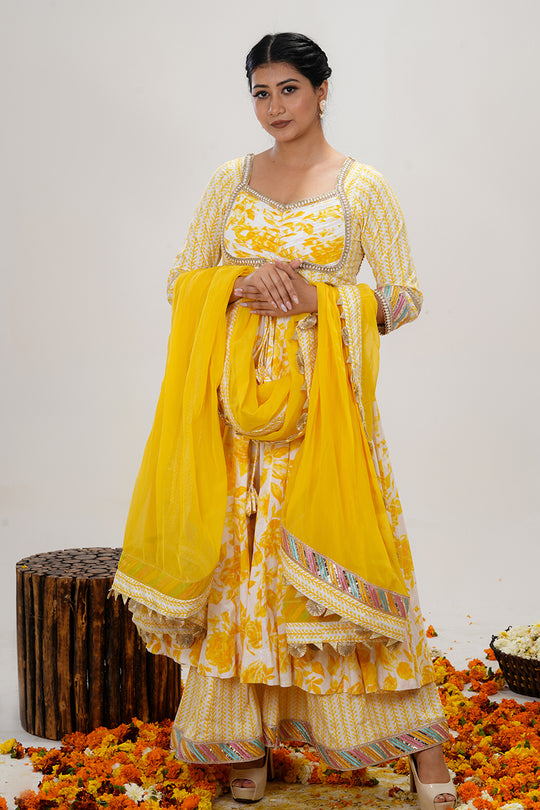 Yellow 3-Piece Anarkali Suit