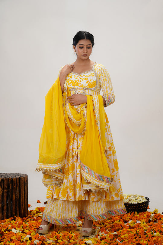 Yellow 3-Piece Anarkali Suit