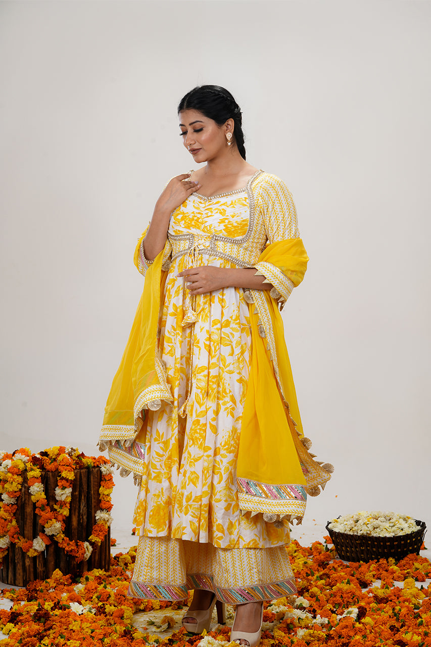 Yellow 3-Piece Anarkali Suit