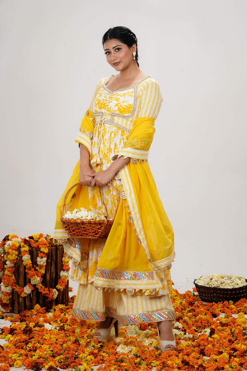 Yellow 3-Piece Anarkali Suit