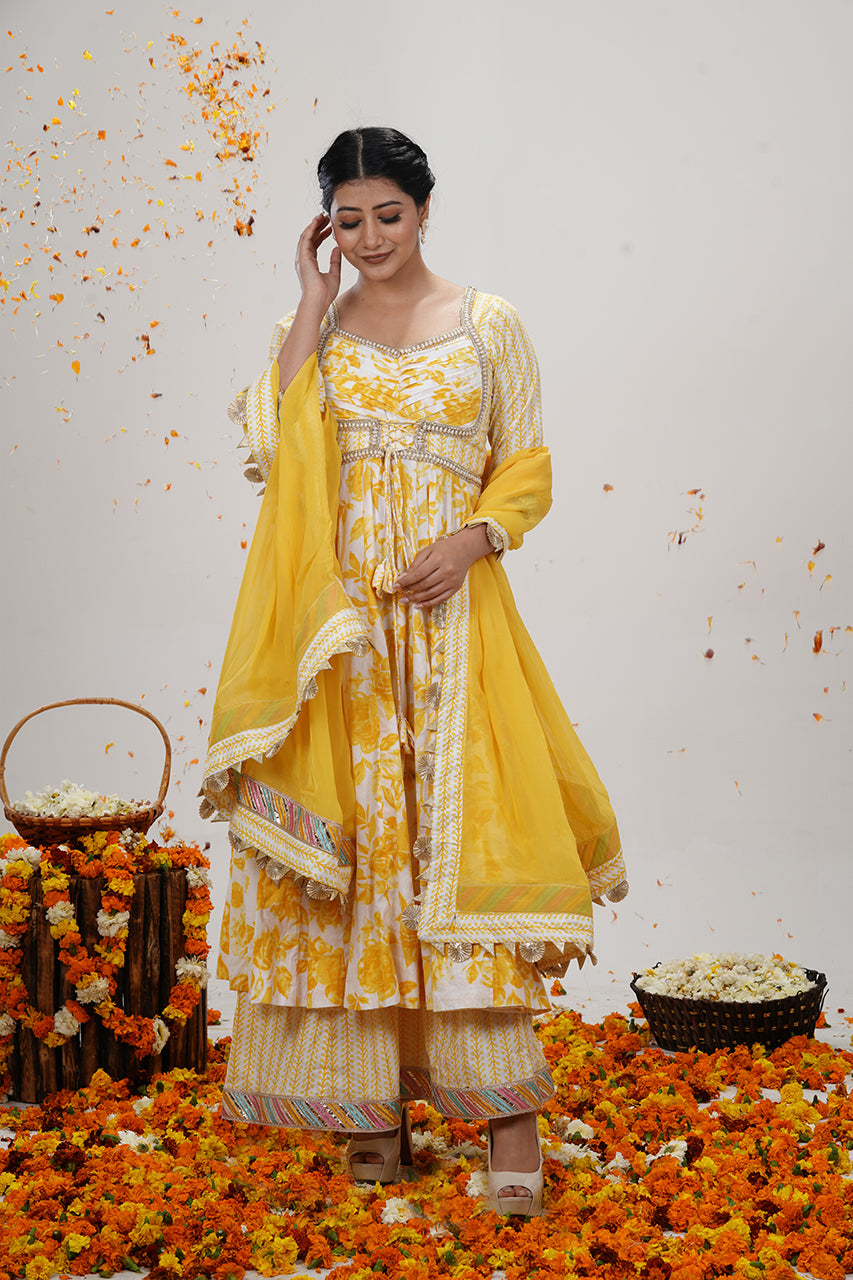 Yellow 3-Piece Anarkali Suit