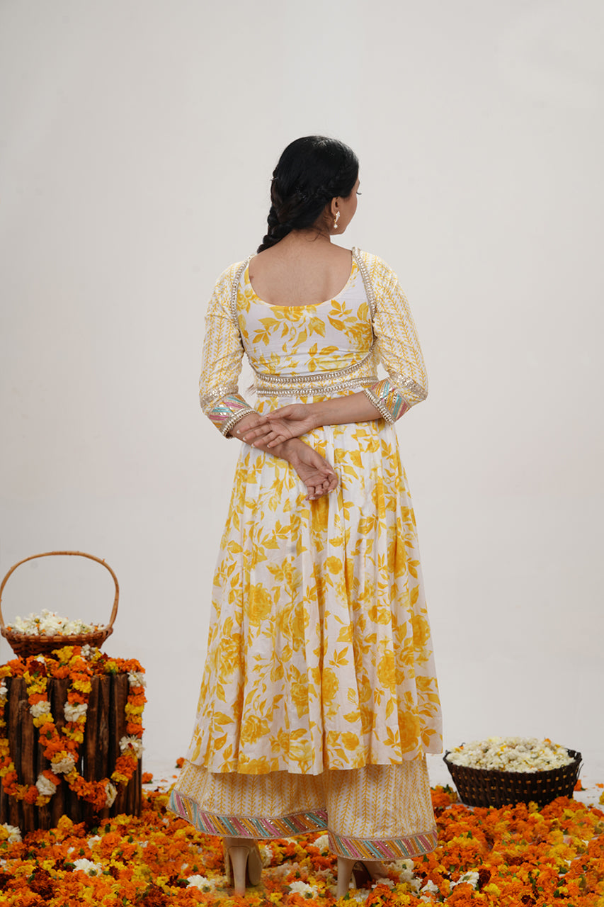 Yellow 3-Piece Anarkali Suit