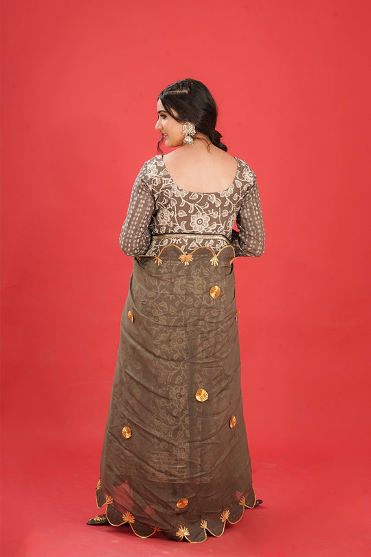 Dark Grey Anarkali Gota Patti Suit